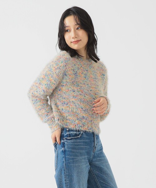 B:MING by BEAMS（ビーミングバイビームス）の「ミックスヤーン ニット (手洗い可)（ニット/セーター・レディース・ライトブルー/ベージュ/イエロー・ONE SIZE）」の7枚目の写真