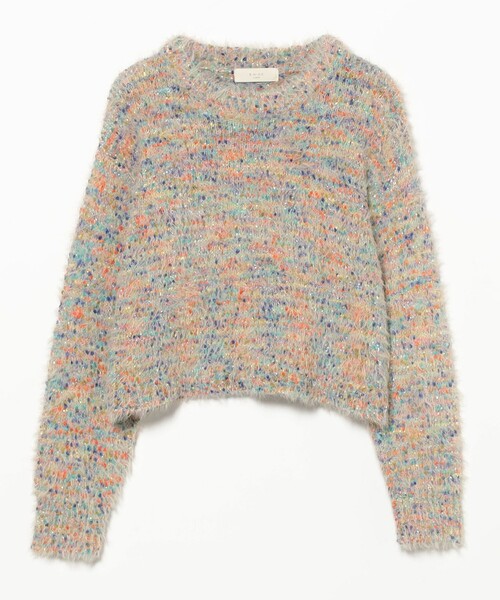 B:MING by BEAMS（ビーミングバイビームス）の「ミックスヤーン ニット (手洗い可)（ニット/セーター・レディース・ライトブルー/ベージュ/イエロー・ONE SIZE）」の8枚目の写真