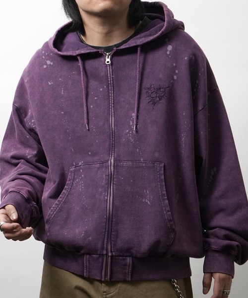 AW 裏毛 トゲハート 刺繍 ZIPパーカー メンズ レディース ユニセックス