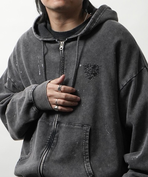 AW 裏毛 トゲハート 刺繍 ZIPパーカー メンズ レディース ユニセックス