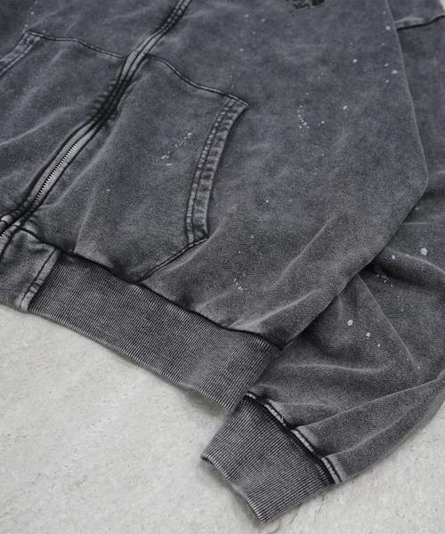 ILL'S(イルズ)の「トライバルハート刺繍 フルジップパーカー グランジ加工×スプラッシュ加工 フーディ メンズ レディース ユニセックス(パーカー・メンズ・ブラック/パープル・L/M)」の12枚目の写真