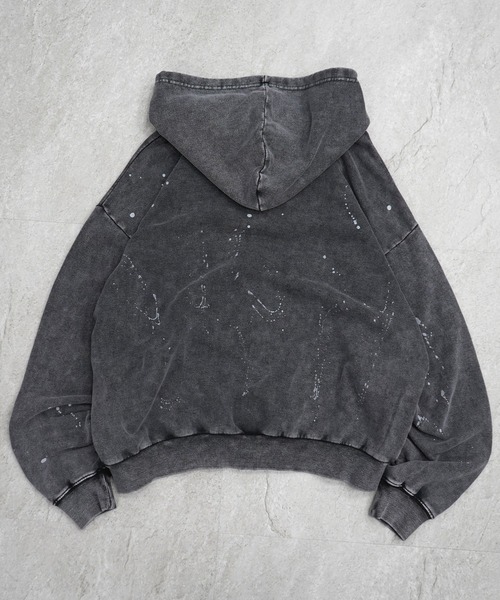 ILL'S(イルズ)の「トライバルハート刺繍 フルジップパーカー グランジ加工×スプラッシュ加工 フーディ メンズ レディース ユニセックス(パーカー・メンズ・ブラック/パープル・L/M)」の17枚目の写真