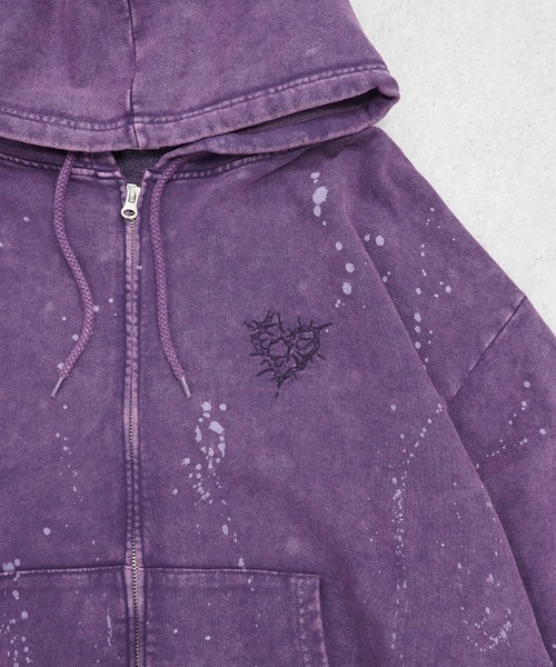 AW 裏毛 トゲハート 刺繍 ZIPパーカー メンズ レディース ユニセックス