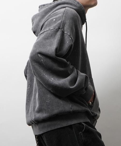 ILL'S(イルズ)の「トライバルハート刺繍 フルジップパーカー グランジ加工×スプラッシュ加工 フーディ メンズ レディース ユニセックス(パーカー・メンズ・ブラック/パープル・L/M)」の20枚目の写真