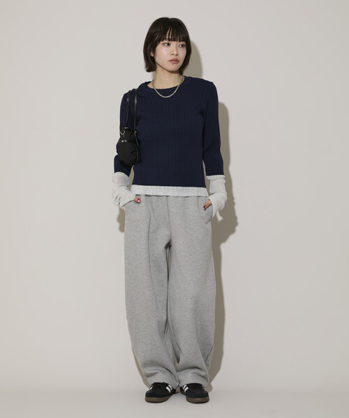 PUBLUX(パブリュクス)の「PUBLUX/パブリュクス 袖配色 リブニット トップス 限定展開(ニット/セーター・レディース・ライトグレー/ブラウン/ネイビー・フリ-)」の17枚目の写真