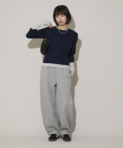PUBLUX(パブリュクス)の「PUBLUX/パブリュクス 袖配色 リブニット トップス 限定展開(ニット/セーター・レディース・ライトグレー/ブラウン/ネイビー・フリ-)」の18枚目の写真