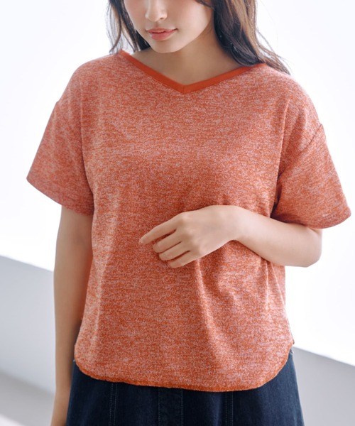 COHINA(コヒナ)の「2wayゆるカットトップス 【低身長・小柄女性】(Tシャツ/カットソー・レディース・オレンジ/ピンク/グレー・ONE SIZE)」の3枚目の写真