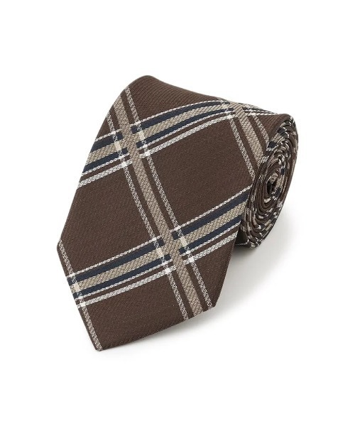 Perfect Suit FActory（パーフェクトスーツファクトリー）の「レギュラーネクタイ　チェック柄　ワイン/ブラウン/ネイビー（ネクタイ・メンズ・ワイン/ブラウン/ネイビー・FREE）」の2枚目の写真