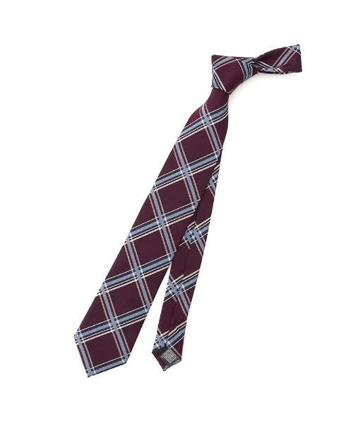 Perfect Suit FActory（パーフェクトスーツファクトリー）の「レギュラーネクタイ　チェック柄　ワイン/ブラウン/ネイビー（ネクタイ・メンズ・ワイン/ブラウン/ネイビー・FREE）」の4枚目の写真