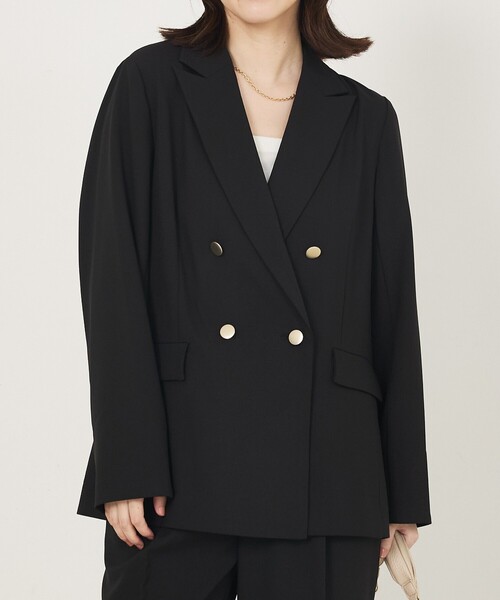 abahouse mavie（アバハウスマヴィ）の「【エニデイカセット/セットアップ対応】ダブルジャケット（テーラードジャケット・レディース・ダークネイビー/ブラック/グレイッシュベージュ・36/38）」の2枚目の写真