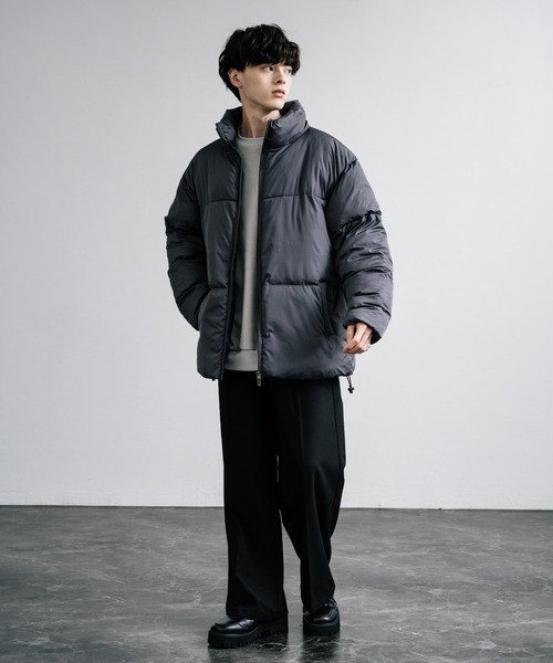 Rocky Monroe（ロッキーモンロー）の「オーバーサイズファイバーダウン中綿ジャケット（ダウンジャケット/コート・メンズ・オフホワイト/ブラック/カーキ/ブルー/ネイビー/ベージュ/チャコール/グレー・XL/L/M）」の10枚目の写真