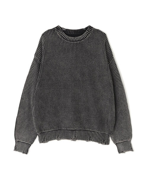 DANKE SCHON（ダンケシェーン）の「【WEB&DEPOT限定】DankeSchon/ダンケシェーン/PIGMENT STONE DAMAGE AZE CREWNECK（ニット/セーター・メンズ・ブラック/ブラウン・L/M）」の12枚目の写真