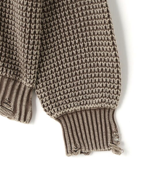 DANKE SCHON（ダンケシェーン）の「【WEB&DEPOT限定】DankeSchon/ダンケシェーン/PIGMENT STONE DAMAGE AZE CREWNECK（ニット/セーター・メンズ・ブラック/ブラウン・L/M）」の8枚目の写真