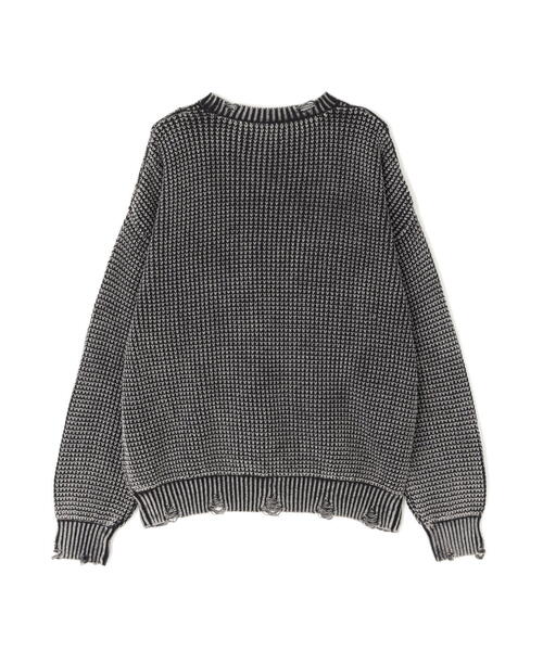 DANKE SCHON（ダンケシェーン）の「【WEB&DEPOT限定】DankeSchon/ダンケシェーン/PIGMENT STONE DAMAGE AZE CREWNECK（ニット/セーター・メンズ・ブラック/ブラウン・L/M）」の3枚目の写真