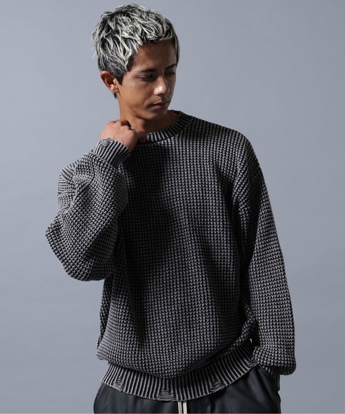 DANKE SCHON(ダンケシェーン)の「【WEB&DEPOT限定】DankeSchon/ダンケシェーン/PIGMENT STONE DAMAGE AZE CREWNECK(ニット/セーター・メンズ・ブラック/ブラウン・L/M)」の17枚目の写真