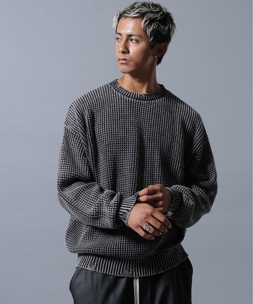 DANKE SCHON(ダンケシェーン)の「【WEB&DEPOT限定】DankeSchon/ダンケシェーン/PIGMENT STONE DAMAGE AZE CREWNECK(ニット/セーター・メンズ・ブラック/ブラウン・L/M)」の18枚目の写真