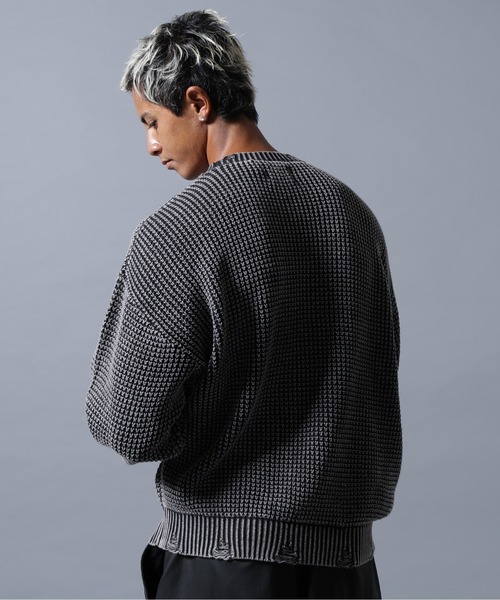 DANKE SCHON(ダンケシェーン)の「【WEB&DEPOT限定】DankeSchon/ダンケシェーン/PIGMENT STONE DAMAGE AZE CREWNECK(ニット/セーター・メンズ・ブラック/ブラウン・L/M)」の19枚目の写真