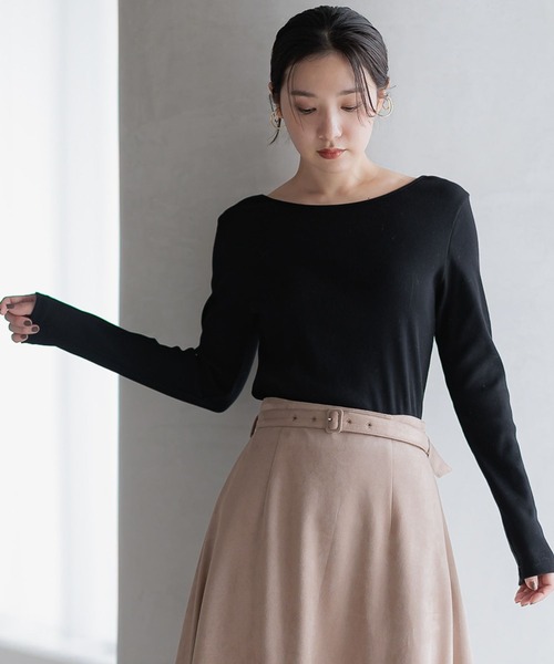 Andemiu（アンデミュウ）の「2WAYリブカットソー601554（Tシャツ/カットソー・レディース・ブラック/ホワイト/ベージュ系その他・FREE）」の2枚目の写真