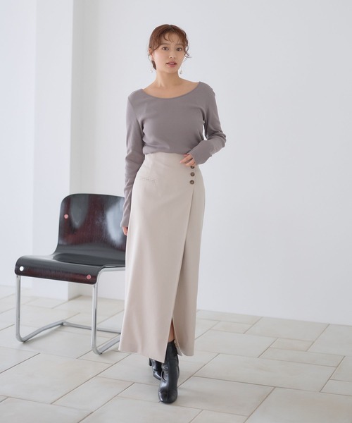 Andemiu（アンデミュウ）の「2WAYリブカットソー601554（Tシャツ/カットソー・レディース・ブラック/ホワイト/ベージュ系その他・FREE）」の19枚目の写真