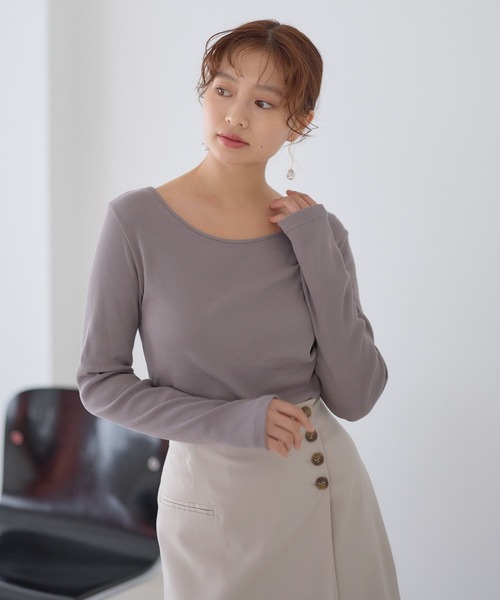 Andemiu（アンデミュウ）の「2WAYリブカットソー601554（Tシャツ/カットソー・レディース・ブラック/ホワイト/ベージュ系その他・FREE）」の21枚目の写真