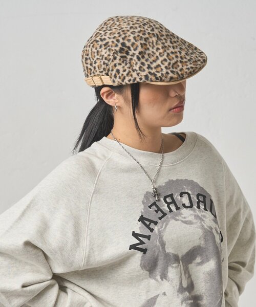 セール】【WEB限定】ファーレオパードハンチング（ハンチング/ベレー帽