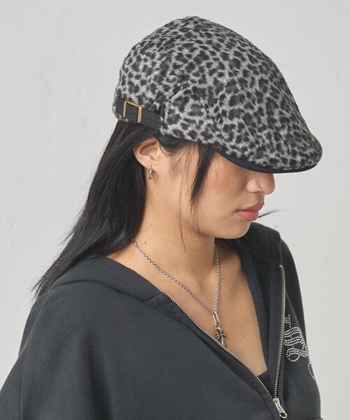 セール】【WEB限定】ファーレオパードハンチング（ハンチング/ベレー帽