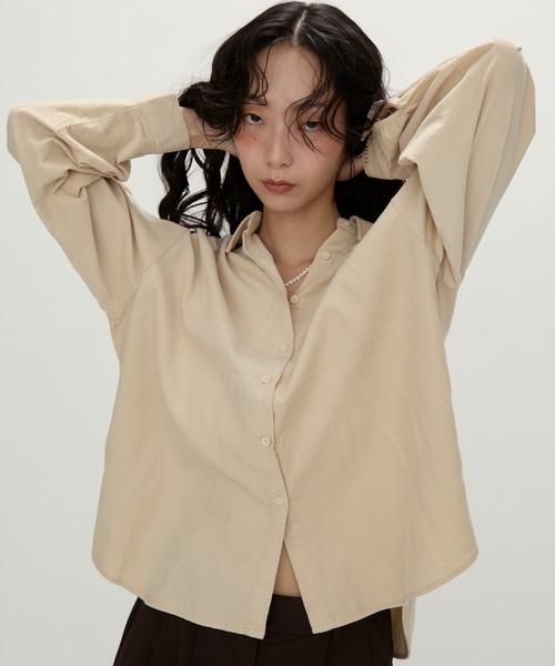 NUJOH(ヌゾ)の「Airy Flow Loose Shirt / エアリーフロウ ルーズシャツ(シャツ/ブラウス・レディース・ベージュ/チャコールグレー/アッシュブラウン・FREE)」の3枚目の写真
