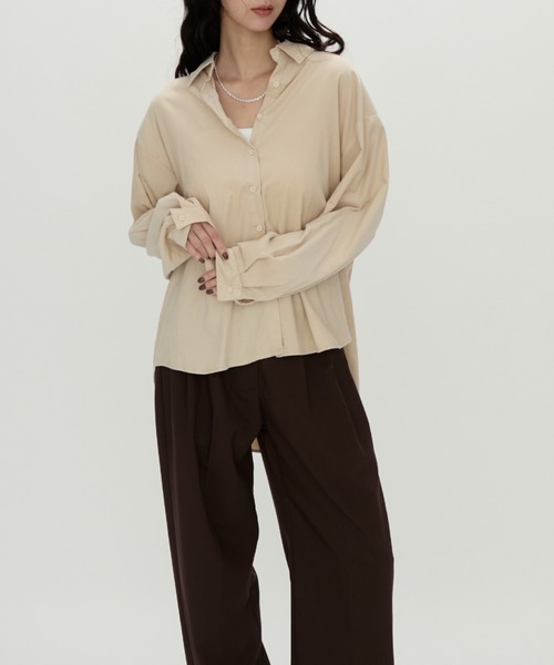 NUJOH(ヌゾ)の「Airy Flow Loose Shirt / エアリーフロウ ルーズシャツ(シャツ/ブラウス・レディース・ベージュ/チャコールグレー/アッシュブラウン・FREE)」の7枚目の写真