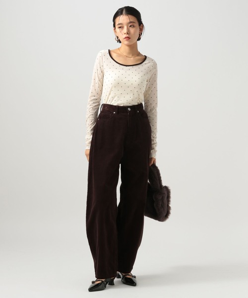 BAYFLOW（ベイフロー）の「[WEB限定]ドットベロアロングスリーブ（Tシャツ/カットソー・レディース・ピンク/オフホワイト/チャコール・FREE）」の15枚目の写真