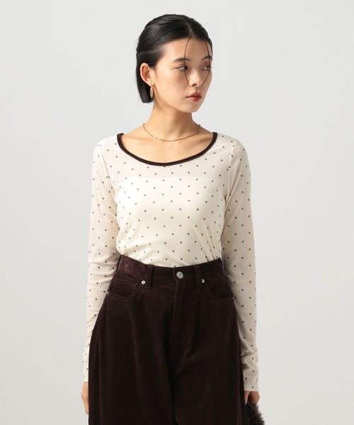 BAYFLOW（ベイフロー）の「[WEB限定]ドットベロアロングスリーブ（Tシャツ/カットソー・レディース・ピンク/オフホワイト/チャコール・FREE）」の17枚目の写真