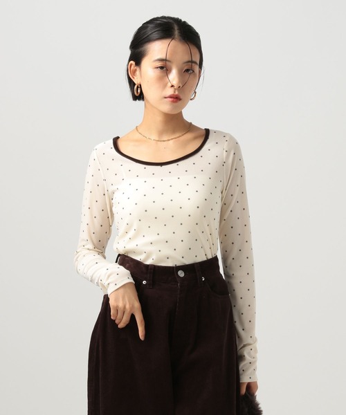 BAYFLOW（ベイフロー）の「[WEB限定]ドットベロアロングスリーブ（Tシャツ/カットソー・レディース・ピンク/オフホワイト/チャコール・FREE）」の18枚目の写真