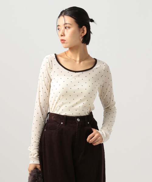 BAYFLOW（ベイフロー）の「[WEB限定]ドットベロアロングスリーブ（Tシャツ/カットソー・レディース・ピンク/オフホワイト/チャコール・FREE）」の19枚目の写真