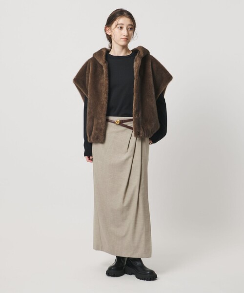 UNITED ARROWS(ユナイテッドアローズ)の「ドレープ アシンメトリー ロング スカート(スカート・レディース・ナチュラル/その他9/ブラック・36/38)」の4枚目の写真