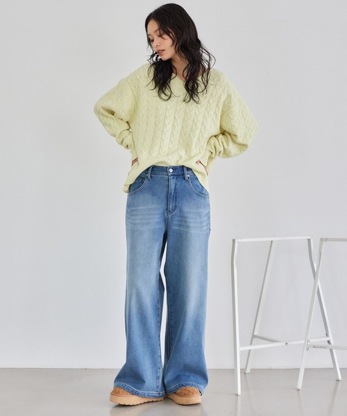 ほぼ新品♪裏起毛ワイドデニム【2024年AW】♪バンヤードストーム BARNYARDSTORM / 裏起毛ワイドデニムパンツ【WEB限定サイズL