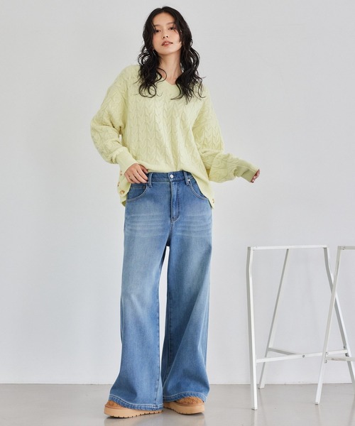 ほぼ新品♪裏起毛ワイドデニム【2024年AW】♪バンヤードストーム BARNYARDSTORM / 裏起毛ワイドデニムパンツ【WEB限定サイズL