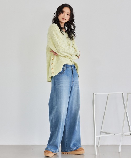 ほぼ新品♪裏起毛ワイドデニム【2024年AW】♪バンヤードストーム BARNYARDSTORM / 裏起毛ワイドデニムパンツ【WEB限定サイズL