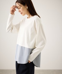 ROPE' PICNIC（ロペピクニック）の「布帛ドッキングロングスリーブTシャツ（Tシャツ/カットソー）」