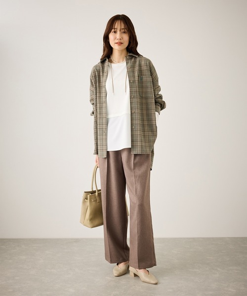 ROPE' PICNIC(ロペピクニック)の「布帛ドッキングロングスリーブTシャツ(Tシャツ/カットソー・レディース・ホワイト系その他2/ライトグレー/ホワイト・FREE)」の8枚目の写真