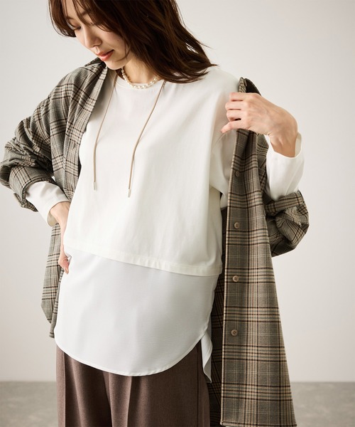 布帛ドッキングロングスリーブTシャツ（Tシャツ/カットソー）｜ROPE