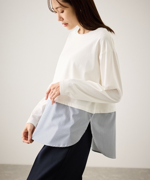 ひむろんページ 布帛ドッキングロングスリーブTシャツ（Tシャツ/カットソー）｜ROPE