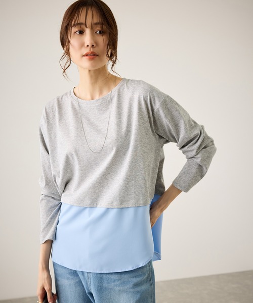 ROPE' PICNIC(ロペピクニック)の「布帛ドッキングロングスリーブTシャツ(Tシャツ/カットソー・レディース・ホワイト系その他2/ライトグレー/ホワイト・FREE)」の18枚目の写真