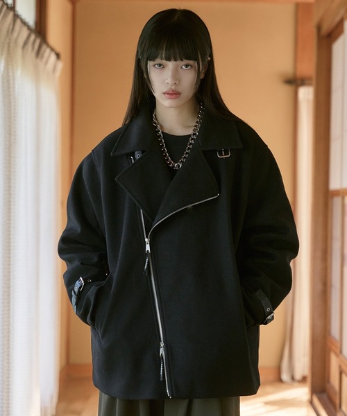 【美品】cop.copineコップコピーヌ薄手ライダースジャケットブルゾン羽織り 美品】cop.copineコップコピーヌ薄手ライダースジャケットブルゾン