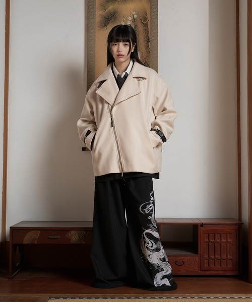 狐独(コドク)の「ライダースオーバーブルゾン(ライダースジャケット・メンズ・アイボリー/ブラック・SMALL/LARGE/MEDIUM)」の18枚目の写真