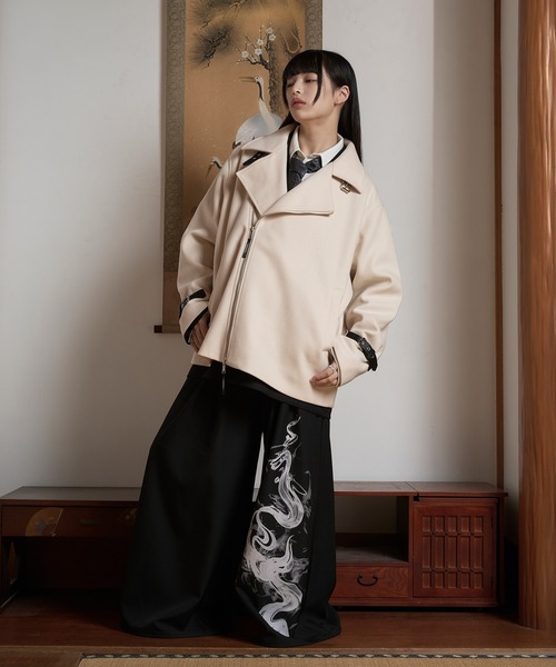 狐独(コドク)の「ライダースオーバーブルゾン(ライダースジャケット・メンズ・アイボリー/ブラック・SMALL/LARGE/MEDIUM)」の20枚目の写真