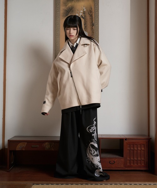 狐独(コドク)の「ライダースオーバーブルゾン(ライダースジャケット・メンズ・アイボリー/ブラック・SMALL/LARGE/MEDIUM)」の19枚目の写真