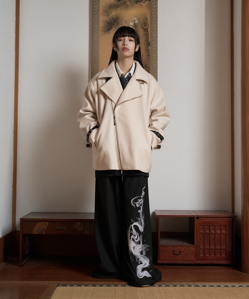 狐独(コドク)の「ライダースオーバーブルゾン(ライダースジャケット・メンズ・アイボリー/ブラック・SMALL/LARGE/MEDIUM)」の17枚目の写真