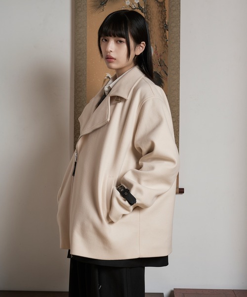 狐独(コドク)の「ライダースオーバーブルゾン(ライダースジャケット・メンズ・アイボリー/ブラック・SMALL/LARGE/MEDIUM)」の14枚目の写真
