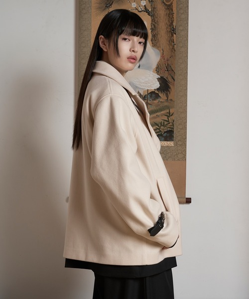 狐独(コドク)の「ライダースオーバーブルゾン(ライダースジャケット・メンズ・アイボリー/ブラック・SMALL/LARGE/MEDIUM)」の15枚目の写真