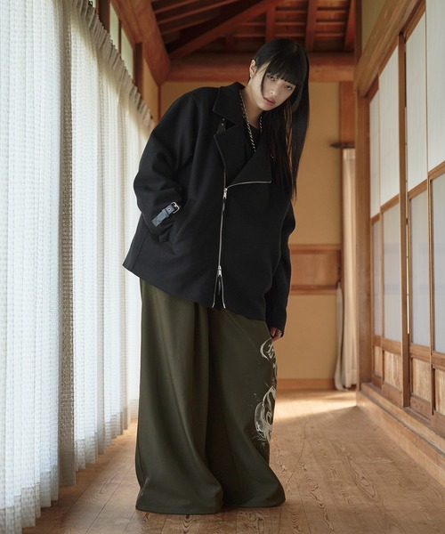 狐独(コドク)の「ライダースオーバーブルゾン(ライダースジャケット・メンズ・アイボリー/ブラック・SMALL/LARGE/MEDIUM)」の10枚目の写真