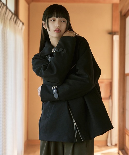 狐独(コドク)の「ライダースオーバーブルゾン(ライダースジャケット・メンズ・アイボリー/ブラック・SMALL/LARGE/MEDIUM)」の6枚目の写真